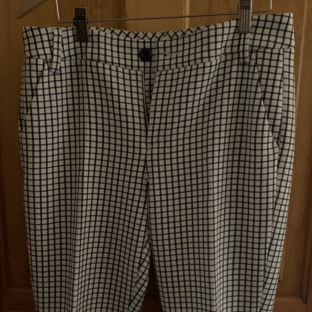 CAbi Black and White Grid Pattern Chinos